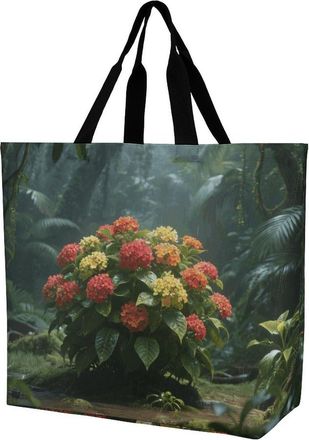 Generic Rainforest Hydrangea Shopper Bag Durable Carry Bag Lightweight Shopping Bags For Casual Yoga Camping