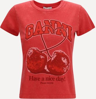 Ganni T-shirt Future con ciliegie Woman XS