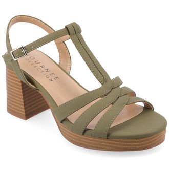 Journee Collection Womens Alyce Faux Leather Platform Sandals
