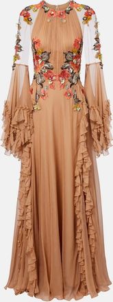 Costarellos Abito lungo Zilara in georgette di seta