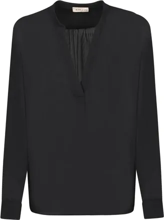 Blanca Vita V-hals Top met Lange Mouwen - Dames - Blouses - Zwart - XS - Overhemden