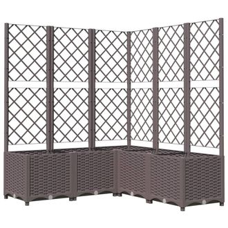 Berkfield Home Garden Planter with Trellis Brown 120x120x136 cm PP | Size: 120 x 120 x 136 cm