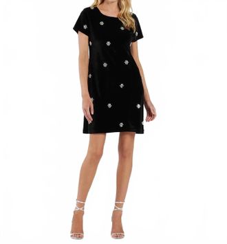 Jude Connally Ella Velvet Mini Dress In Black Sparkle