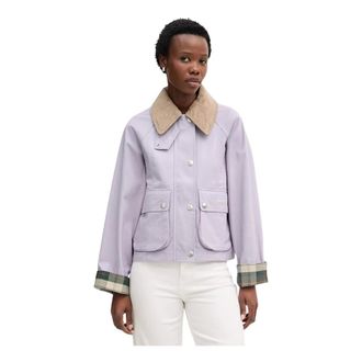 Barbour Jassen, Dames, Paars, L, Katoen, Cropped Beadnell Casual Jas
