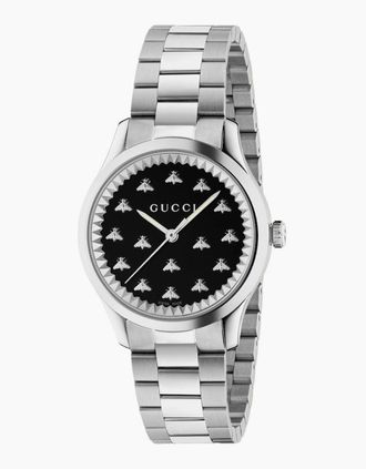Gucci Womens Gucci YA1265034 G-Timeless Black Dial Ladies Watch - Silver/Black