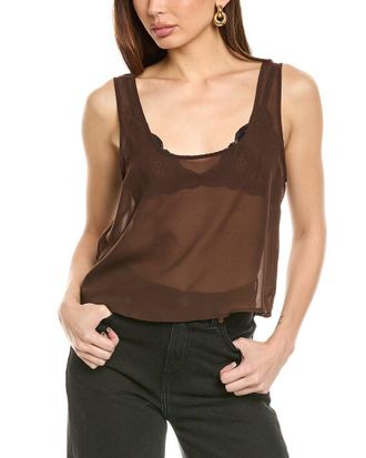 WeWoreWhat Weworewhat Square Neck Chiffon Tank