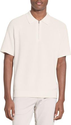 Theory Tactile Cotton Quarter Zip Polo in Winter Ivory at Nordstrom, Size Xx-Large