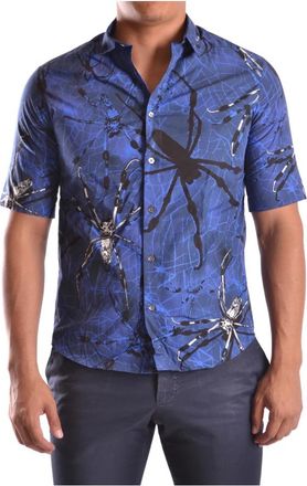 Alexander McQueen Blauwe Katoenen Overhemden Gemaakt in TN - Heren - Korte mouwen Overhemden - Blauw - S - Katoen - Overhemden