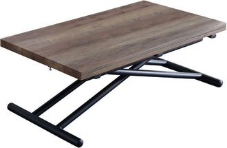 Home Heavenly Home Heavenly - Mesa Centro Elevable Extensible Frenzy, Convertible En Mesa Comedor. 100x50x49 Cm Hasta 100x100x76 Cm. Color: Nogal - Negro