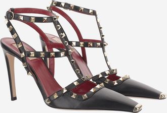 Valentino Garavani Womens Pumps Rockstud Leather Black