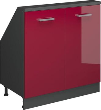 Vicco Armario Para Tejado Inclinado Rion, Rojo Brillo Intenso/antracita, Con 2 Puertas, Vicco