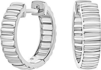 Bony Levy 14K Gold Fluted Huggie Hoop Earrings in 14K White Gold at Nordstrom
