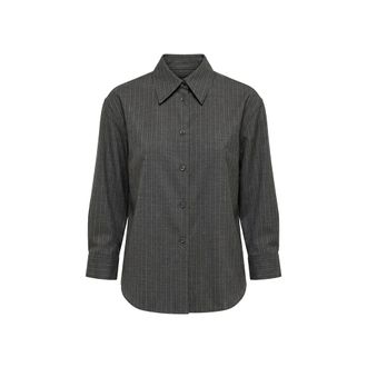 Jil Sander Camisa de Lana Rayada - Blouses & Shirts - Mujer - Gris - M