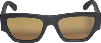 Alexander McQueen Black Rectangle Frame Brown Tinted Sunglasses