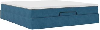 vidaXL Estructura De Cama Otomana Con Colch&oacute;n Azul Oscuro 160x200 Cm Vidaxl