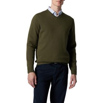 Rodd & Gunn Kelvin Grove Solid Supima Cotton V-Neck Sweater in Olive at Nordstrom Rack, Size Medium