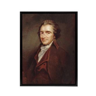 Artery8 Thomas Paine Portrait Founding Father Framed Canvas Wall Art Print | Size: W24 x H32