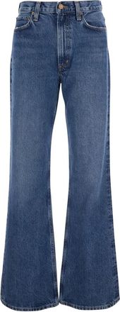 A Gold E Wijde jeans met vijf zakken en bleekeffect - Dames - Flared Jeans - Blauw - W28 - Katoen - Jeans