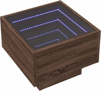 vidaXL Vidaxl - Mesa Auxiliar Con Led Madera Ingenier&iacute;a Marr&oacute;n Roble 40x40x30cm