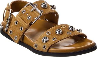 Valentino Logo Suede Flat Sandal