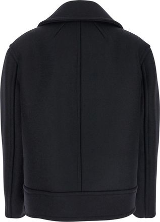 Saint Laurent Womens Black Double-Breasted Wool Coat
