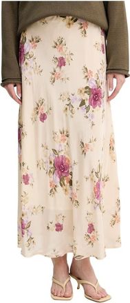 Benetton Vloeiende Bloemenrok - Dames - Rokken - Beige - Maat: XS Viscose