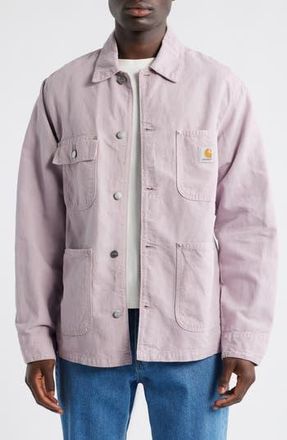 Carhartt Work in Progress Walter Cotton & Linen Canvas Chore Coat in Pink Fog (Garment Dyed) at Nordstrom Rack, Size X-Large