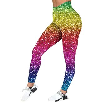 Generic Womens Neon High Waisted Artistic Printed 80s Stretch Leggings Womens Yoga Running Soft Pants