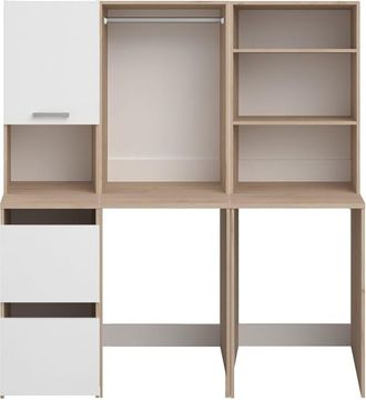 VENTE-UNIQUE.COM Mueble para lavadora melamina color natural claro, blanco