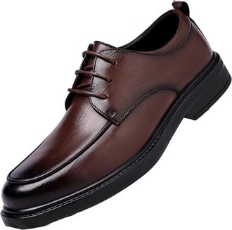 Generic Mens British Style Leather Oxfords Business Dress Shoes All Season Formal Wear for Wedding Groom Work Commuting and Casual Occasions(Brown,10.5)