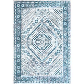 Jonathan Y Designs Boho Cottage Medallion Area Rug in Blue/white at Nordstrom, Size 4Ft 0In X 6Ft 0In
