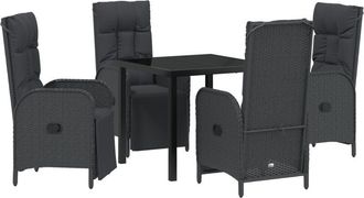 vidaXL Garden Dining Set with Cushion 5 pcs Black Poly rattan Vidaxl