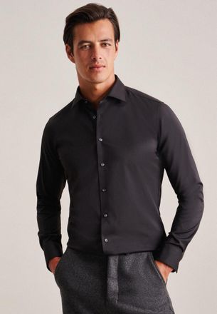 Seidensticker Businesshemd SEIDENSTICKER Schwarze Rose, Herren, Gr. S (38), normale &Auml;rmell&auml;ngen, schwarz, 93% Polyester, 7% Elasthan, unifarben, skinny fit, 2-Knopf