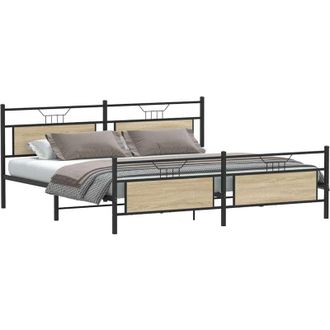 vidaXL Vidaxl - Estructura De Cama Sin Colch&oacute;n Metal Roble Sonoma 193x203 Cm