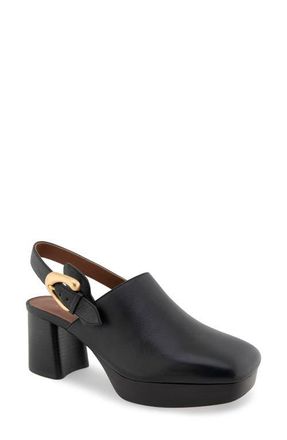 Aerosoles Sumari Slingback Platform Clog in Black Leather at Nordstrom, Size 5