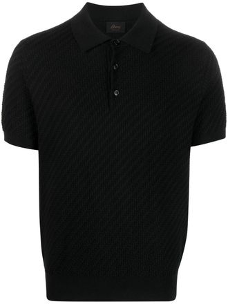 Brioni Gebreid poloshirt - Zwart