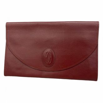 Cartier Bordeaux Leather Clutch Bag (Pre-Owned)