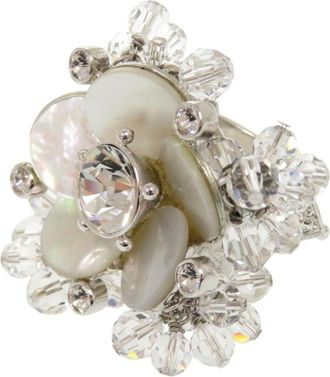 Dior Silver White Metal Band Ring (Pre-Owned)