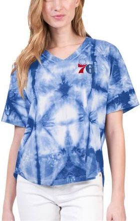 G-III 4Her by Carl Banks Womens G-III 4Her by Carl Banks Royal Philadelphia 76ers Tournament Raglan Oversized Tie-Dye V-Neck T-Shirt at Nordstrom, Size X-Large