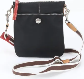 Coach Black Leather Nylon Messenger Bag Shoulder Bag (Pre-Owned)