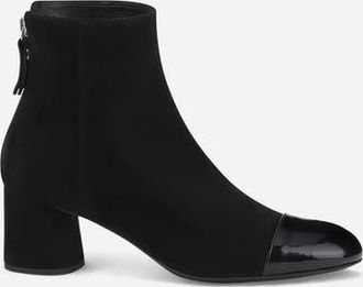 AGL Veta Cap Toe Velour Bootie with Heel in Black at Nordstrom, Size 40.5