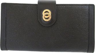 Bulgari Black Leather Long Wallet (Bi-Fold) (Pre-Owned)