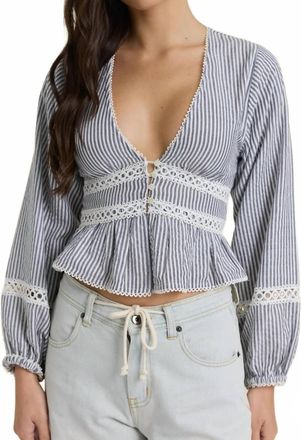 Vintage Havana Striped Long Sleeve Top In Blue, White