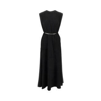 Pinko Jersey long dress with chain belt Woman XS