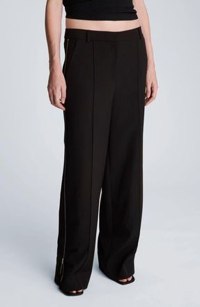 Kenneth Cole High Waist Pintuck Wide Leg Pants in Black at Nordstrom, Size 12