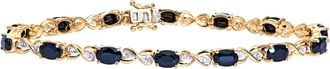 Diamant L'&eacute;ternel Womens 9ct Yellow Gold Sapphire and Diamond Set Fig 8 Link Bracelet - One Size