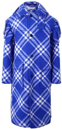 Burberry Mens Burberry Blue Check Wool Cape Parka Jacket - Size: 44/Regular