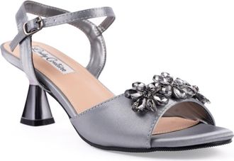 Lady Couture Liz Floral Crystal Sandal in Pewter at Nordstrom Rack, Size 11