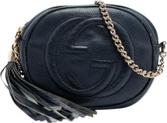Gucci Pre-owned Cross Body Bags, female, Blue, Size: ONE SIZE Pre-owned Leather Crossbody Bag