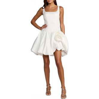 Mac Duggal Sleeveless Satin Bubble Hem Mini Dress in Ivory at Nordstrom, Size 10